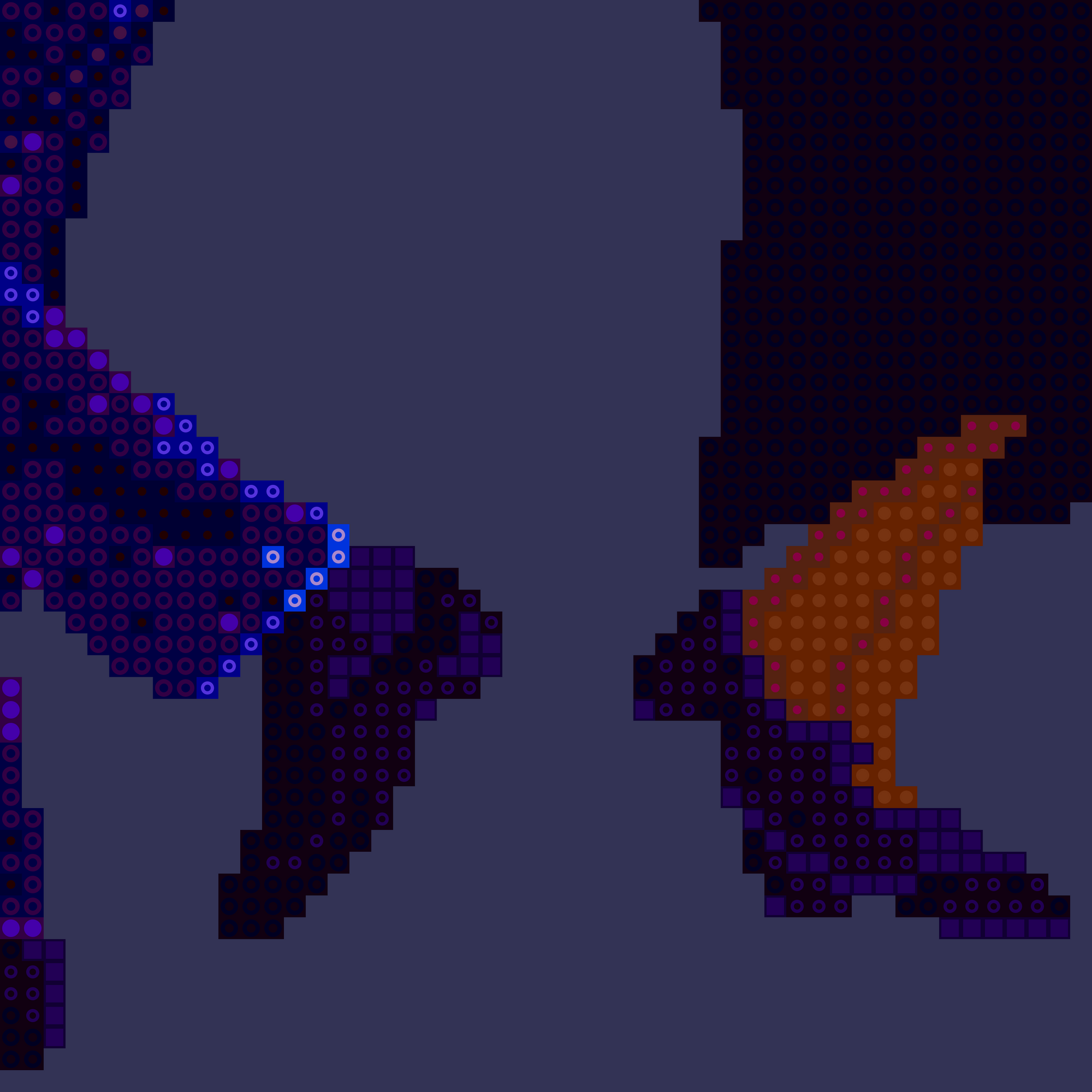 Close-up of a pixel art poster of a dancing couple, one in blue and the other in yellow, on a dark background, modern retro style.