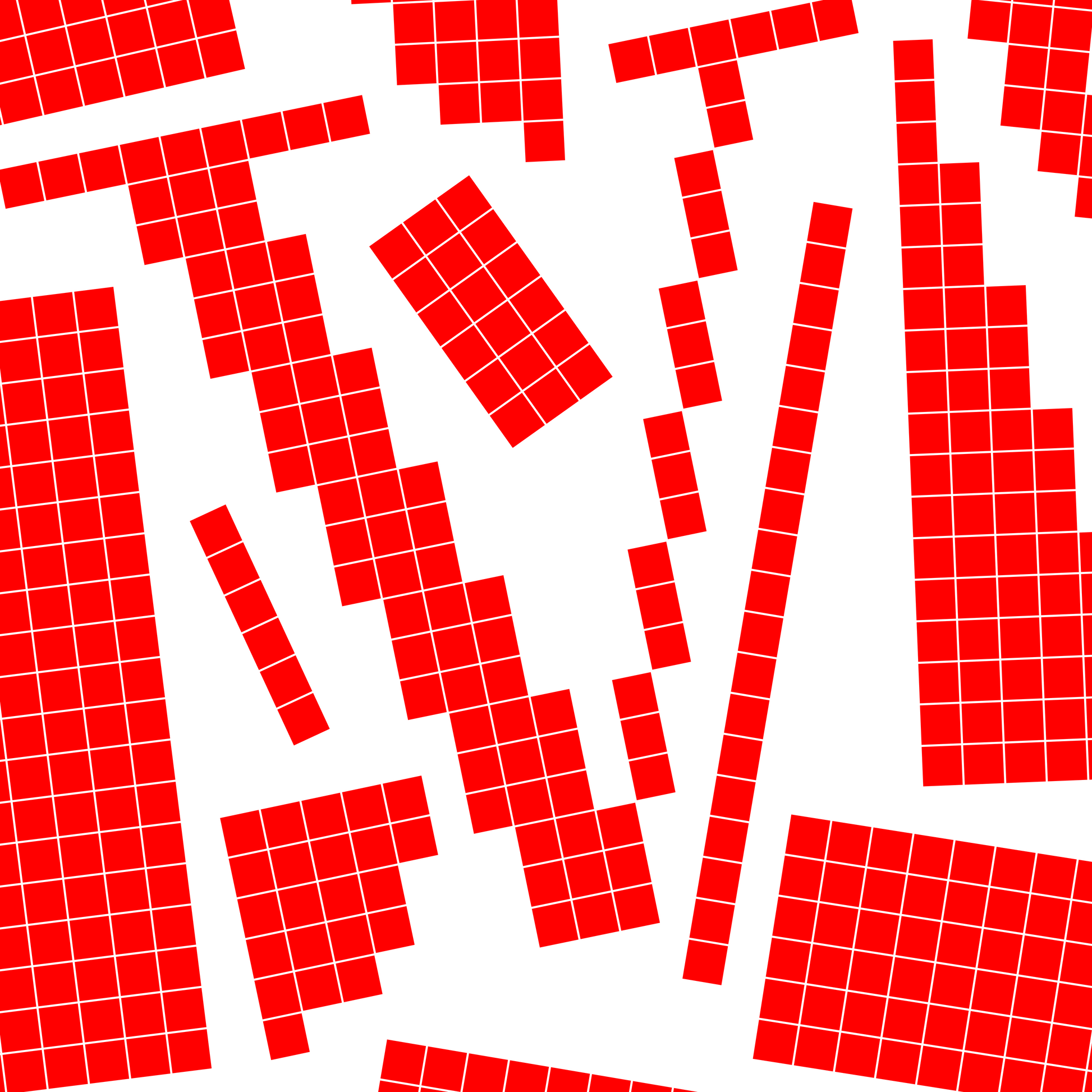 Close-up of a red pixel grid typography poster spelling LOVE on a white background, graphic and modern art design.