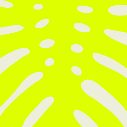 Close-up of a neon yellow-green monstera leaf poster with minimal botanical silhouette on a neutral white background.