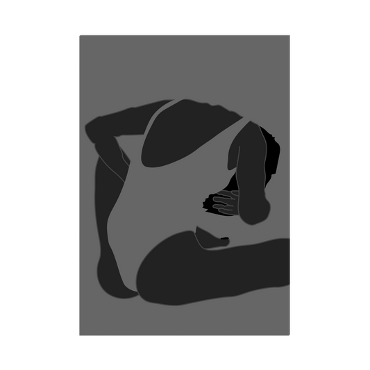 Minimal Beach Girl Poster Black – Modern Nude Swimsuit Art Print