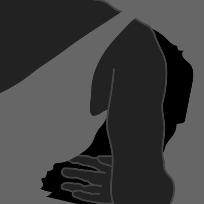 Minimal Beach Girl Poster Black – Modern Nude Swimsuit Art Print