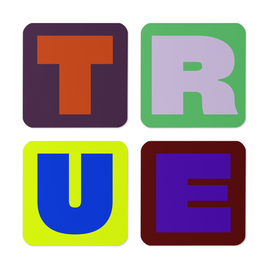 Fat font TRUE coaster bundle of four side by side.