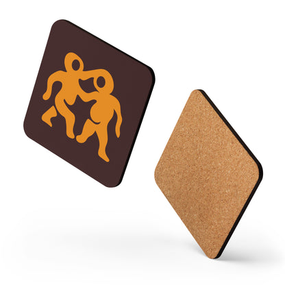 2 x Patience Cork-Back Coaster orange