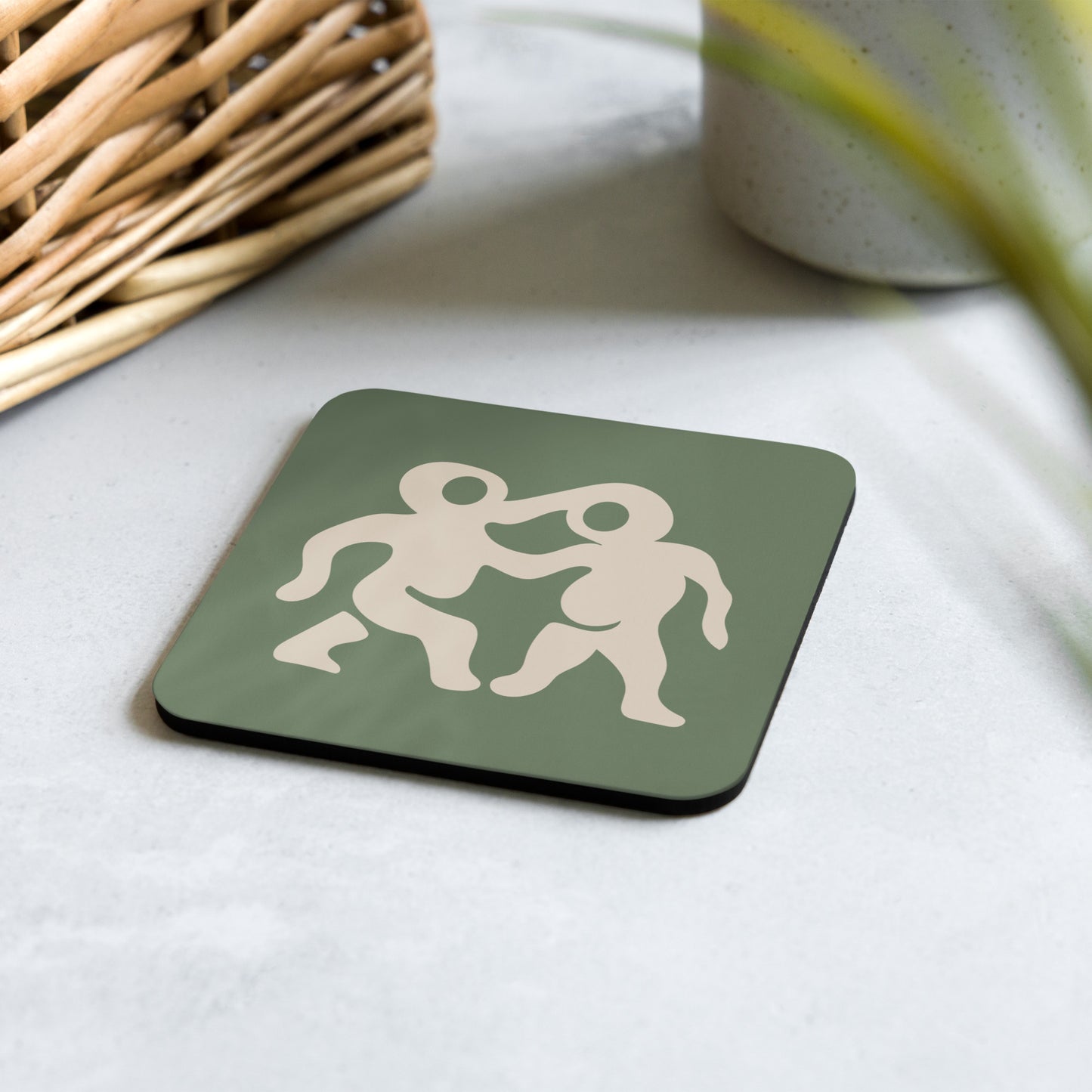 Patience Cork-Back Coaster olive