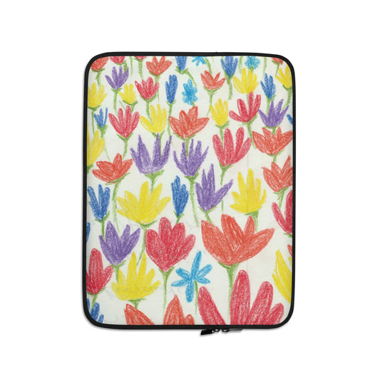 Crayon Flowers on Laptop Sleeve