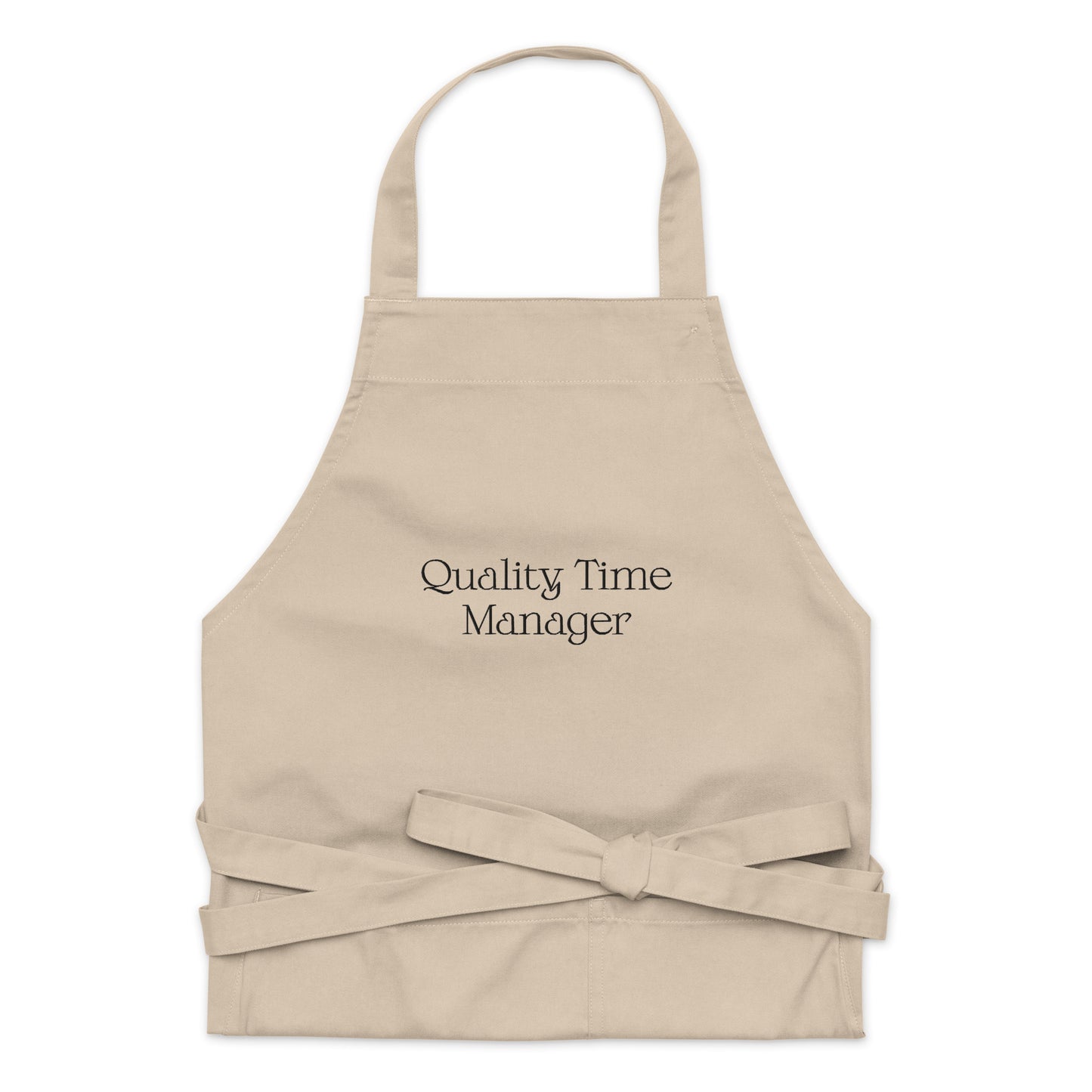 Quality Time Manager on Organic Apron