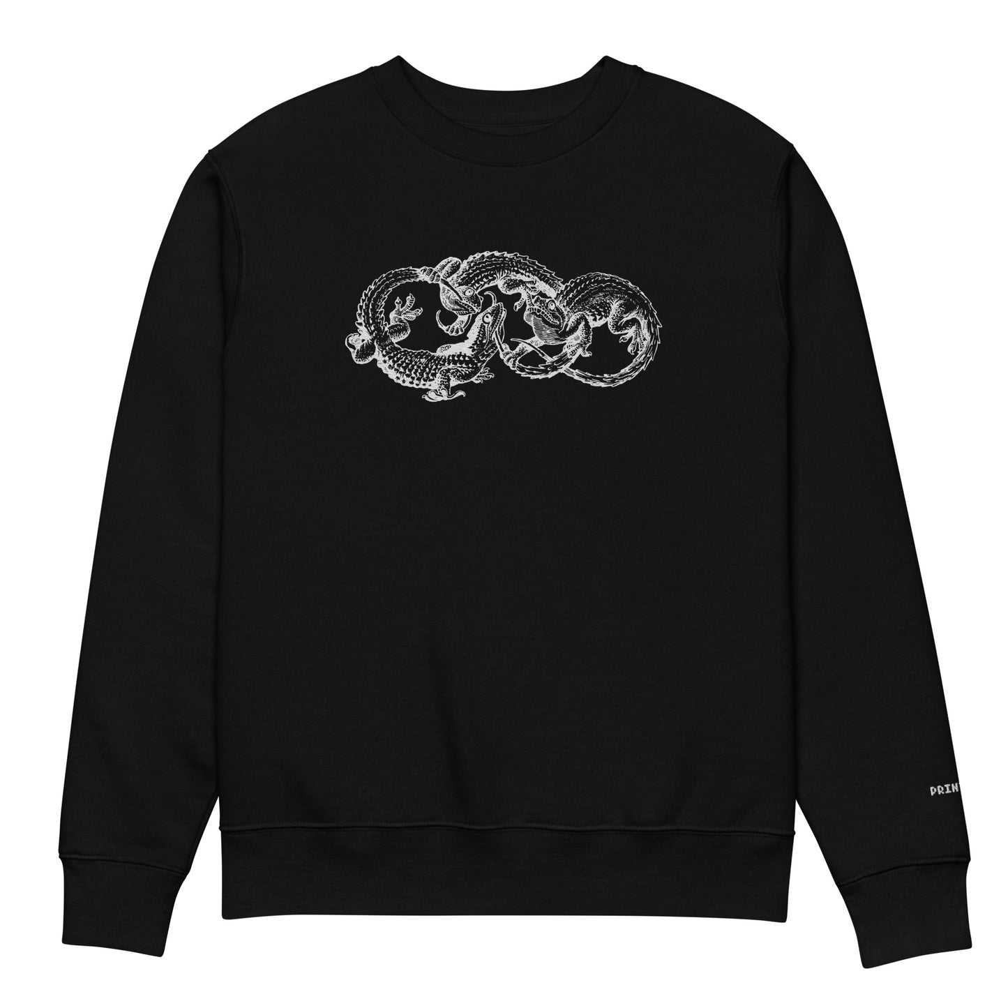 Gecko Ouroboros Embroidered on Organic Sweatshirt