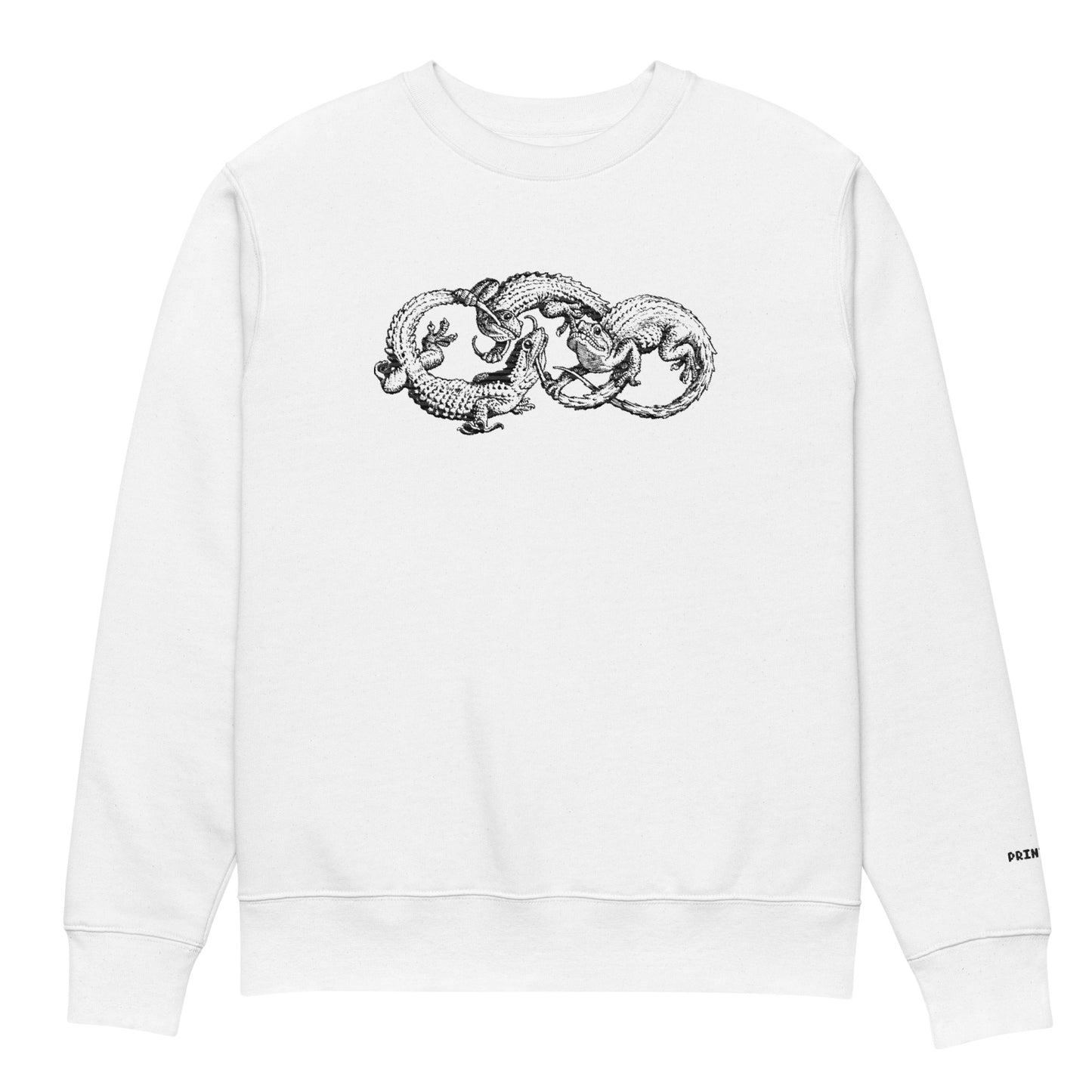 Gecko Ouroboros Embroidered on Organic Sweatshirt